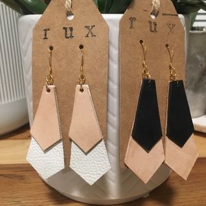 Leather earrings with 14k plated hardware